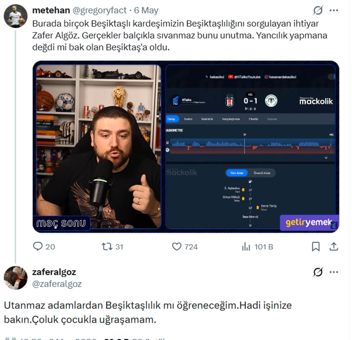 Zafer Alg&ouml;z Hasan Arda Kaşık&ccedil;ı nın s&ouml;zlerine sert &ccedil;ıktı! 1