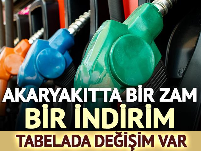 Akaryakıtta bir indirim bir zam