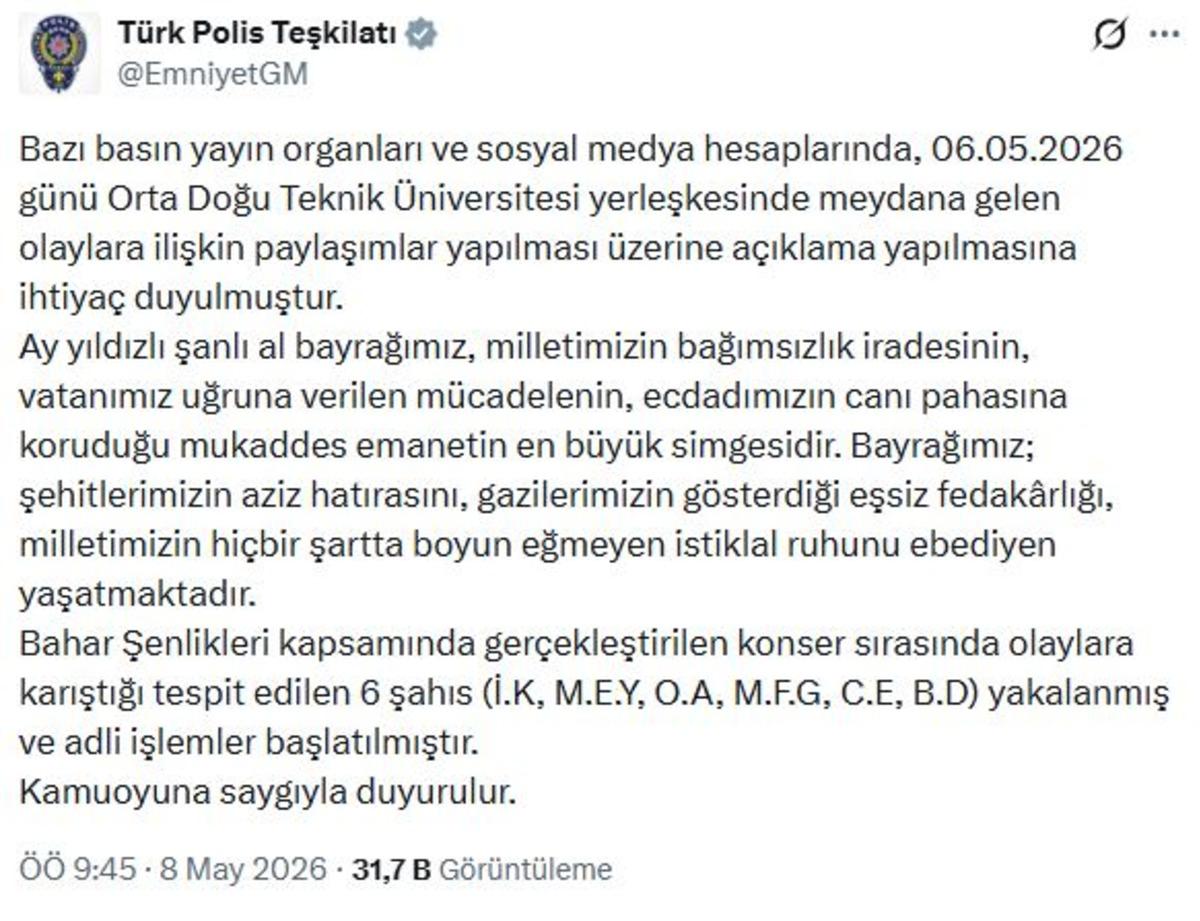 ODT&Uuml; deki arbedenin ardından d&uuml;ğmeye basıldı: 6 g&ouml;zaltı! 1