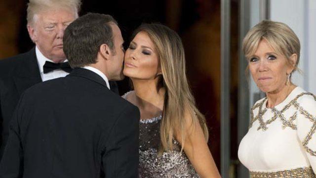 Macron ailesini karşılama töreninde kriz patladı 