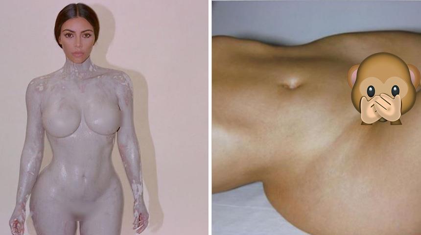 Cesur bir poz daha! Kim Kardashian bu sefer parf&uuml;m tanıtımı i&ccedil;in soyundu