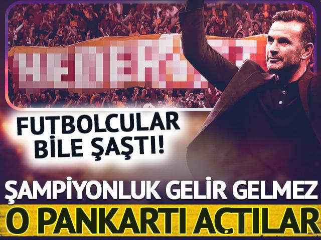 Galatasaraylı futbolcular bile şaştı! Şampiyonluk gelir gelmez trib&uuml;nlerde o pankart a&ccedil;ıldı
