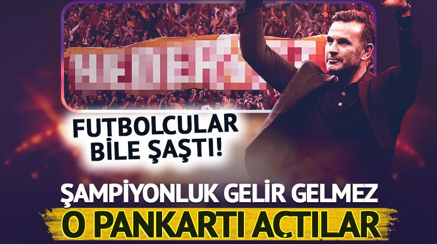 Futbolcular bile şaştı! Şampiyonluk gelir gelmez trib&uuml;nlerde o pankart a&ccedil;ıldı