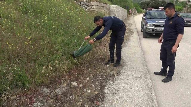 Otomobilin i&ccedil;ine giren 1,5 metrelik yılanı itfaiye erleri yakaladı 7