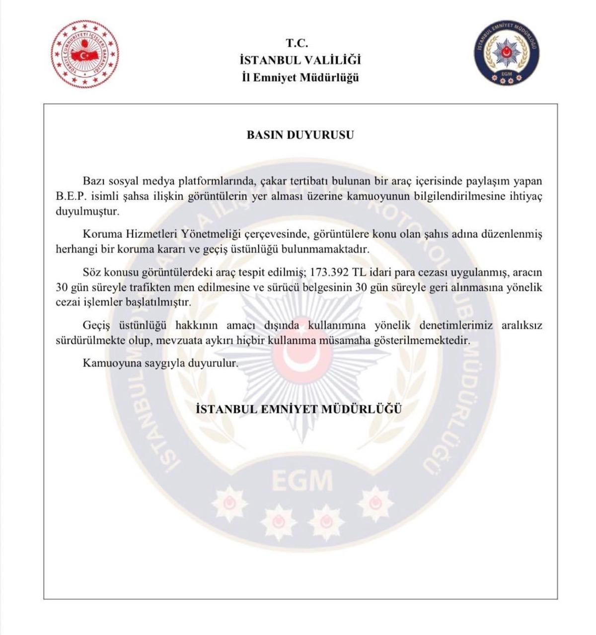 Beg&uuml;m Ece Pazarcı nın &ccedil;akarlı ara&ccedil; kullanımına ceza yağdı! Emniyet M&uuml;d&uuml;rl&uuml;ğ&uuml; nden a&ccedil;ıklama 4