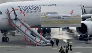 THY u&ccedil;ağında hareketli dakikalar! Acil &ccedil;ıkıştan tahliye edildiler