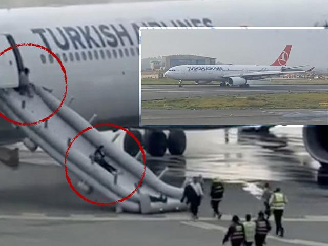 THY u&ccedil;ağında hareketli dakikalar! Acil &ccedil;ıkıştan tahliye edildiler