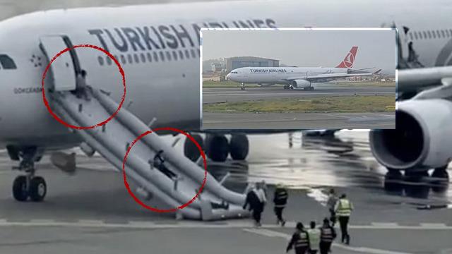 THY uçağında hareketli dakikalar! Acil çıkıştan tahliye edildiler