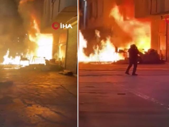 Başakşehir'de iş yeri alevlere teslim oldu