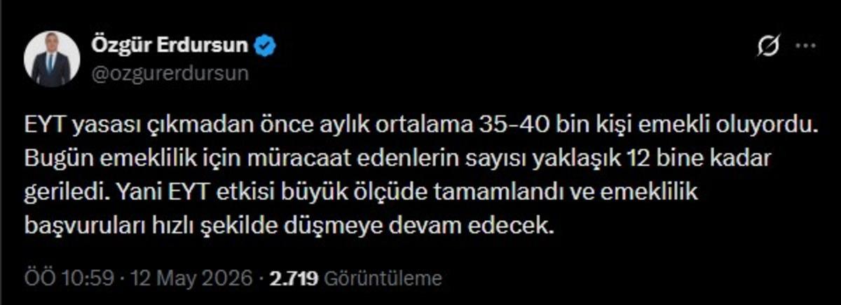 &Ouml;zg&uuml;r Erdursun dan emeklilik başvurusu &ccedil;ıkışı  EYT yi işaret etti 3