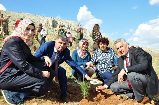 Fidanları, şehitlerin künyeleri ile birlikte toprakla buluşturdular