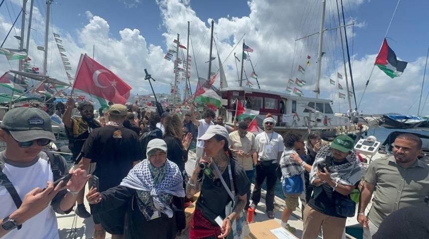 Global Sumud filosu Marmaris'ten Gazze'ye doğru yola &ccedil;ıktı