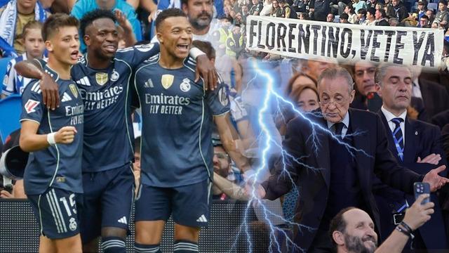 Real Madrid'te isyan! Başkan Perez taraftarla kavga etti! Vini ve Mbappe ıslıklandı
