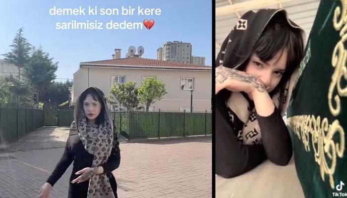 Bir kadın dedesinin cenazesinde tabutun yanında şarkıyla klip &ccedil;ekti 