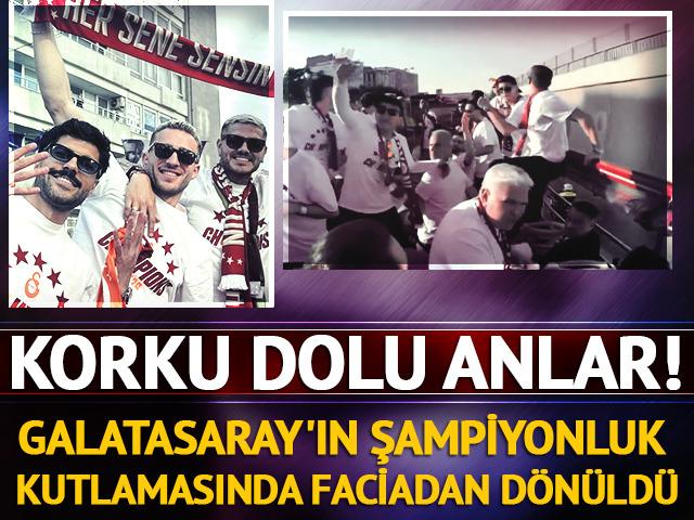 Galatasaray'ın şampiyonluk kutlamasında korku dolu anlar!