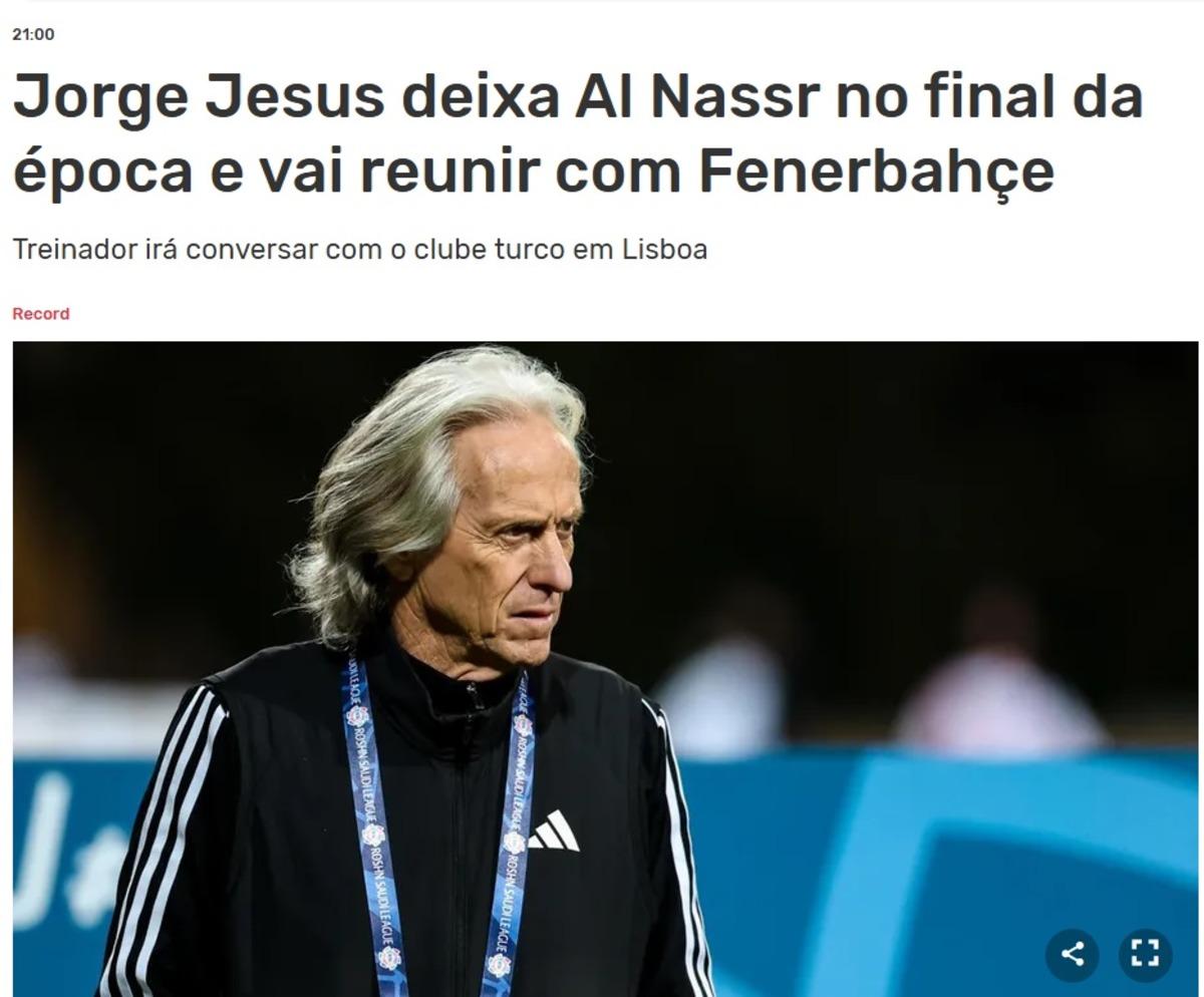 Fenerbah&ccedil;e den tarihi hamle! Jorge Jesus i&ccedil;in rekor b&uuml;t&ccedil;e 1
