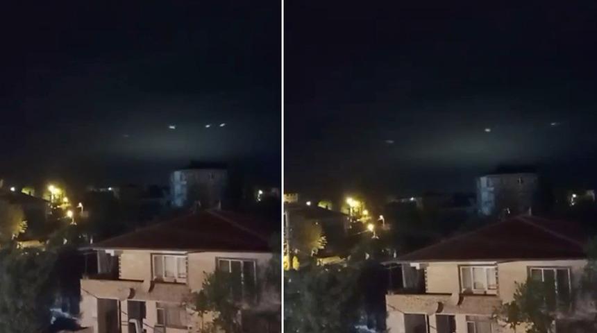 Sakarya'da g&ouml;ky&uuml;z&uuml;nde g&ouml;r&uuml;len ışıklar merak uyandırdı