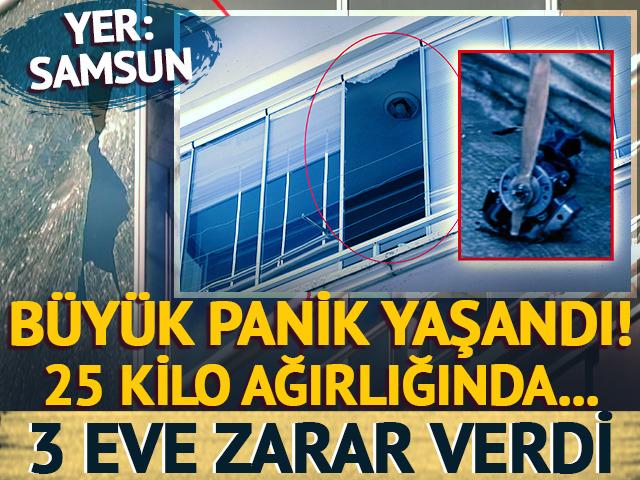 Samsun'da İHA paniği! 3 evde hasar oluştu: İşte ilk g&ouml;r&uuml;nt&uuml;ler