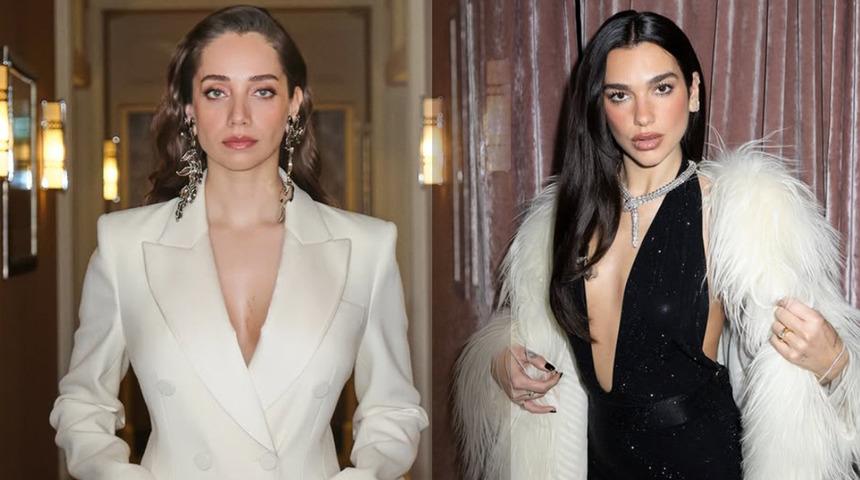 &Ouml;zge &Ouml;zacar Dua Lipa&rsquo;nın &ouml;zel davetinde! Cesur se&ccedil;imi tam not aldı 
