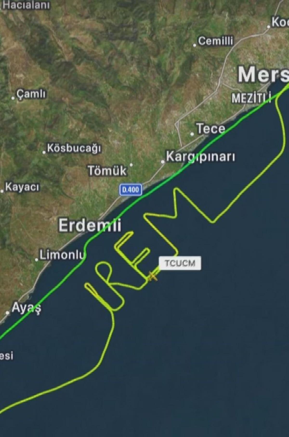 Adana dan kalkan u&ccedil;ak  İrem  isimli radar izini yazdı 1