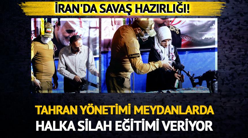 İran'da savaş hazırlığı! Halka silah eğitimi veriyorlar