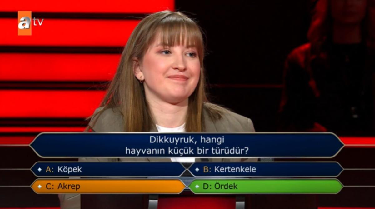 Milyoner de 500 bin TL lik soru: Dikkuyruk, hangi hayvanın k&uuml;&ccedil;&uuml;k bir t&uuml;r&uuml;d&uuml;r? 1