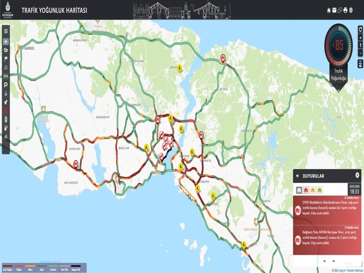 İstanbul da trafik yoğunluğu y&uuml;zde 85 e ulaştı 2