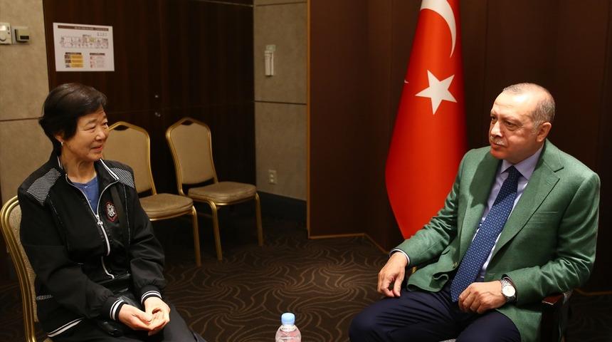 Cumhurbaşkanı Erdoğan, Güney Kore'de Ayla filminin kahramanı Eunja Kim'i kabul etti