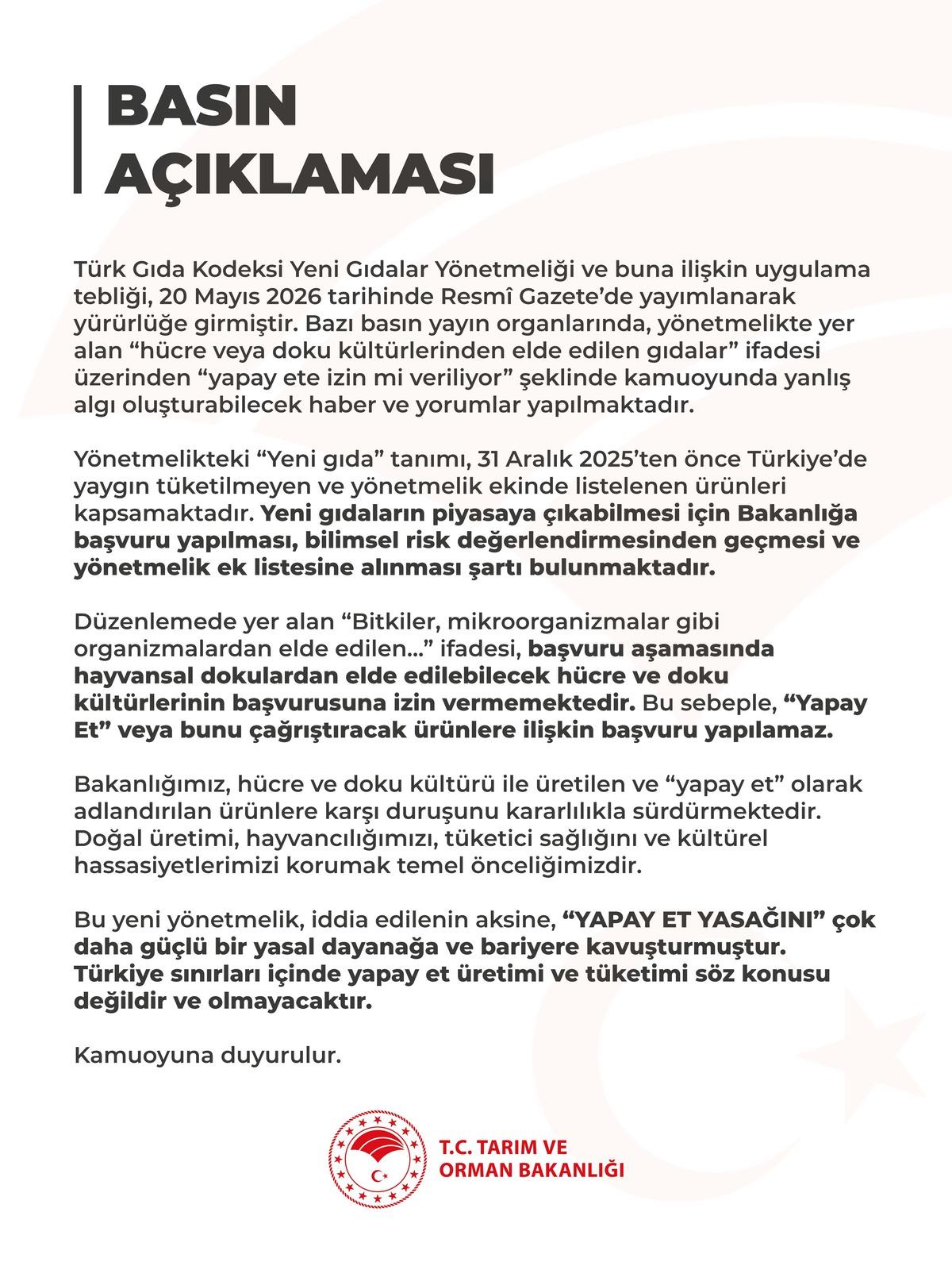 İddialar g&uuml;ndem olmuştu! Bakanlıktan  Yapay et  a&ccedil;ıklaması: "&Uuml;retimi ve t&uuml;ketimi s&ouml;z konusu değildir" 2