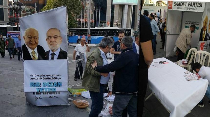 Saadet Partisi seçim standına saldırı!