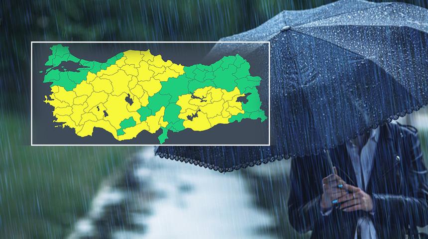Meteoroloji alarmda: 45 İlimize sarı kodlu uyarı! Her b&ouml;lgede sağanak var