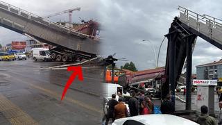Seyir halindeki kamyon üst geçidi yıktı: 3 yaralı! 