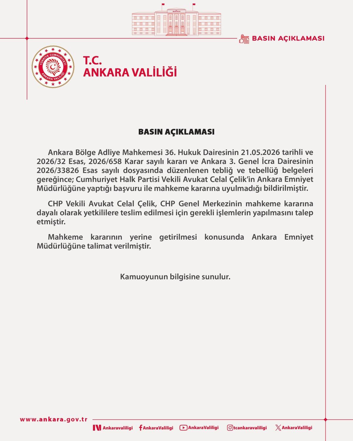 Ankara Valiliği nden emniyete tahliye talimatı! 1