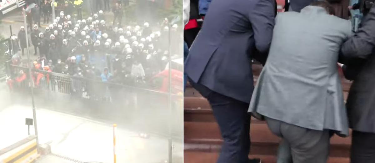 CHP Genel Merkezi nde tansiyon yükseldi! Polis kapıyı kırıp bahçeye girdi 3