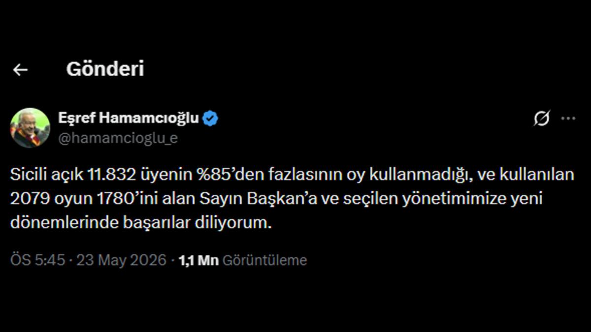 ÖZEL | Seçim sonrası paylaşımı olay yaratmıştı! Eşref Hamamcıoğlu Mynet e konuştu: "Özbek ve yönetimi bunu iyi değerlendirsin" 1