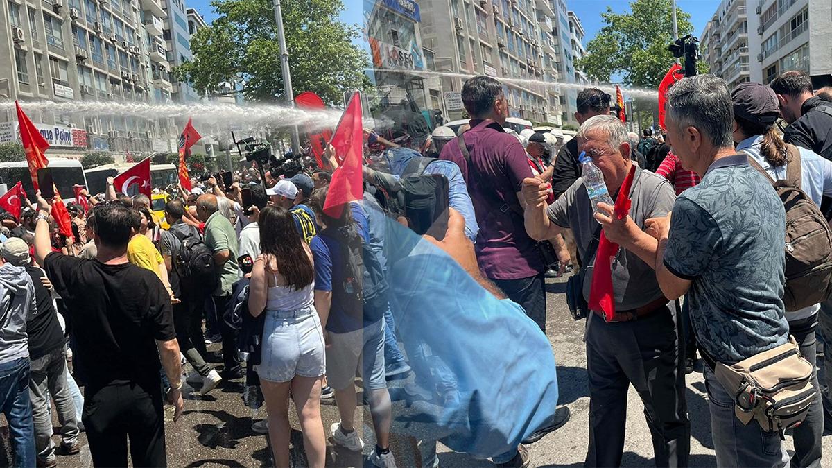 İzmir'de miting polemiği gerilime dönüştü! Polis müdahalesi...