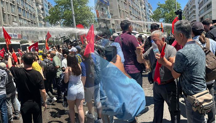 İzmir'de miting polemiği gerilime d&ouml;n&uuml;şt&uuml;! Polis m&uuml;dahalesi...