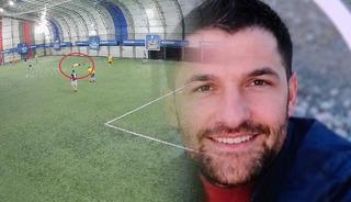 &Ouml;l&uuml;m halı sahada futbol oynarken yakaladı