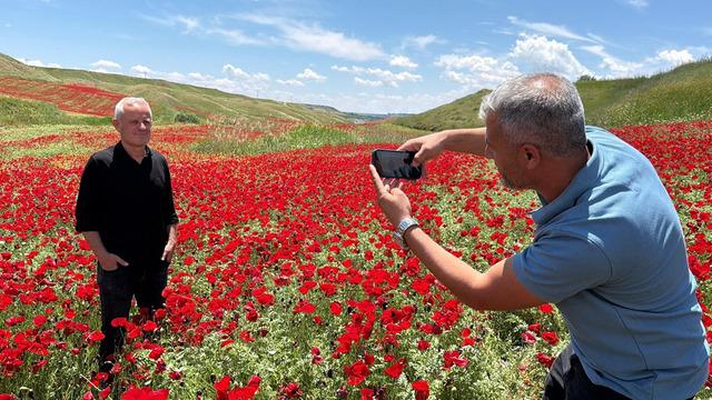 Görenler fotoğrafını çekmeden gitmiyor: Nohut tarlası kıpkırmızı oldu!