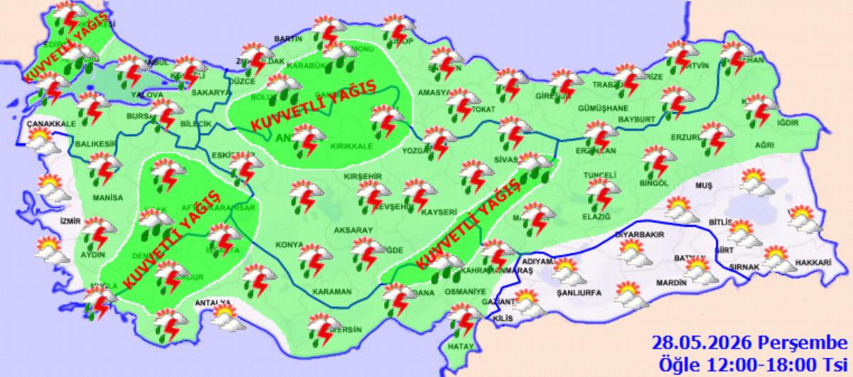 Meteoroloji saat verdi: 28 Mayıs için kuvvetli sağanak uyarısı 1