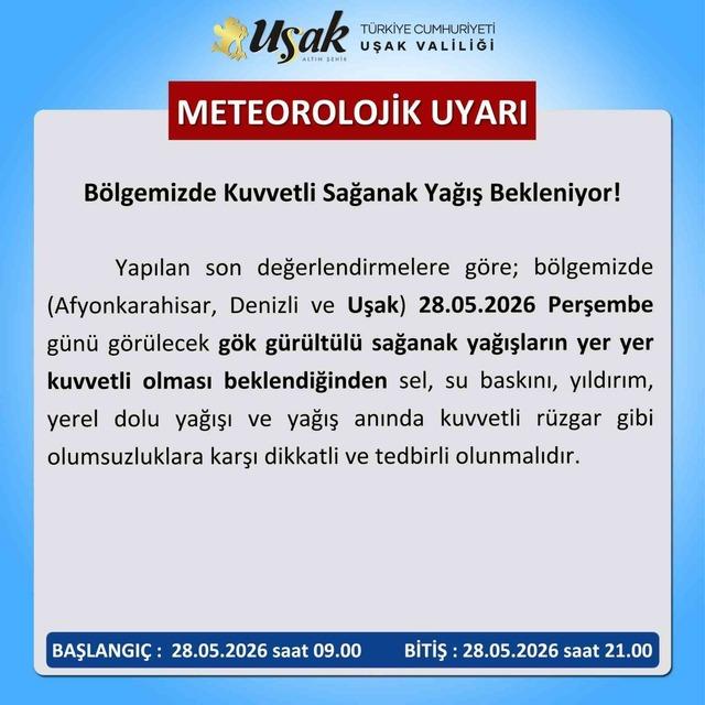Uşak için kuvvetli sağanak yağış uyarısı 1