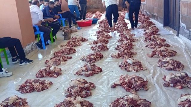 Mardin’de imece usulü kesilen 1 ton kurban eti, 100 aileye dağıtıldı