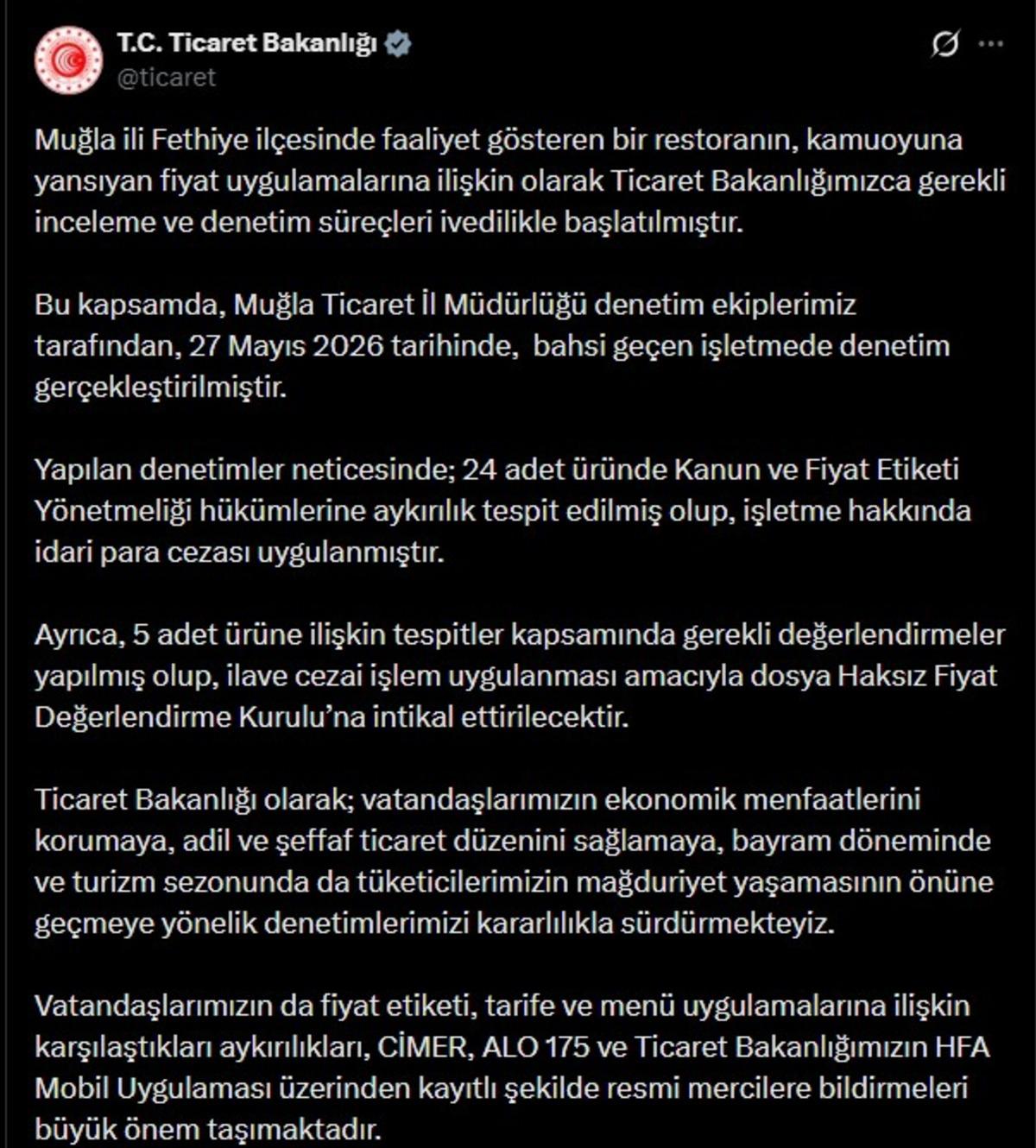 Fethiye deki 1.450 TL lik lahmacun g&uuml;ndem olmuştu! Bakanlık işletmeye ceza kesti 3