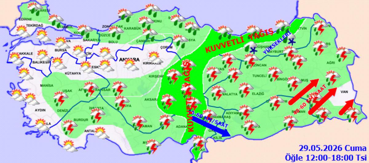 Meteoroloji den 8 kente  sarı  alarm! T&uuml;m yurtta sağanak bekleniyor 2