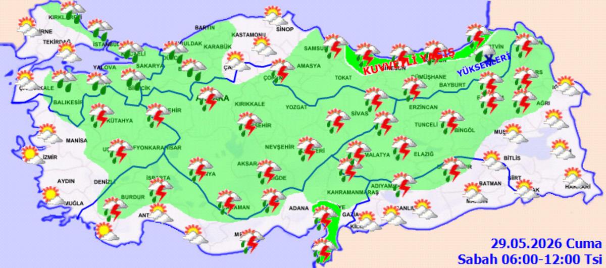 Meteoroloji den 8 kente  sarı  alarm! T&uuml;m yurtta sağanak bekleniyor 1