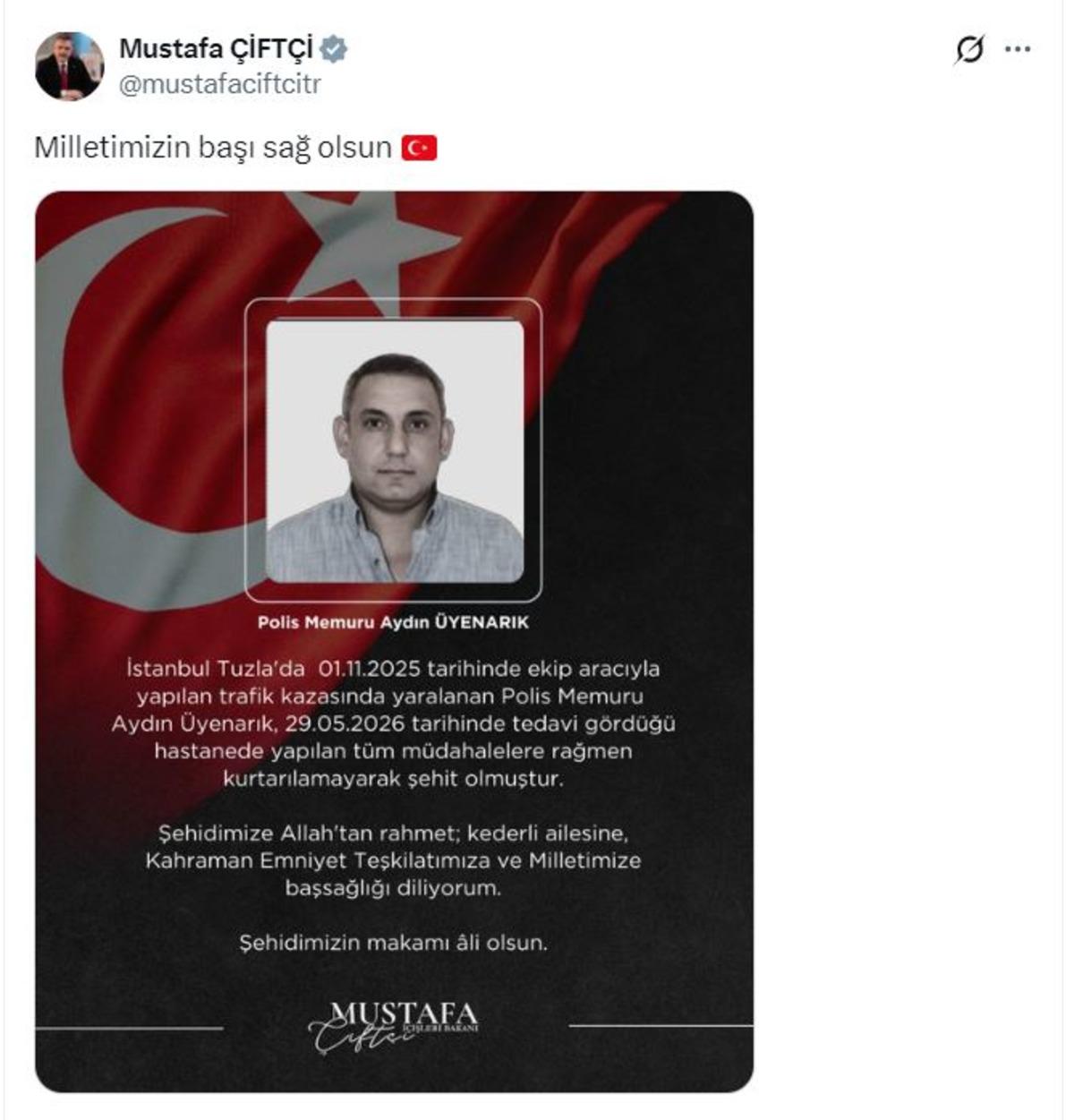 Acı haberi Bakan Çiftçi duyurdu: 1 şehit 1
