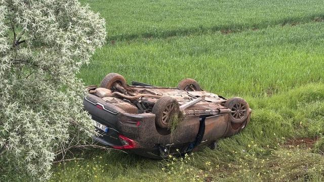 Erzincan'da şarampole devrilen otomobildeki 4 kişi yaralandı