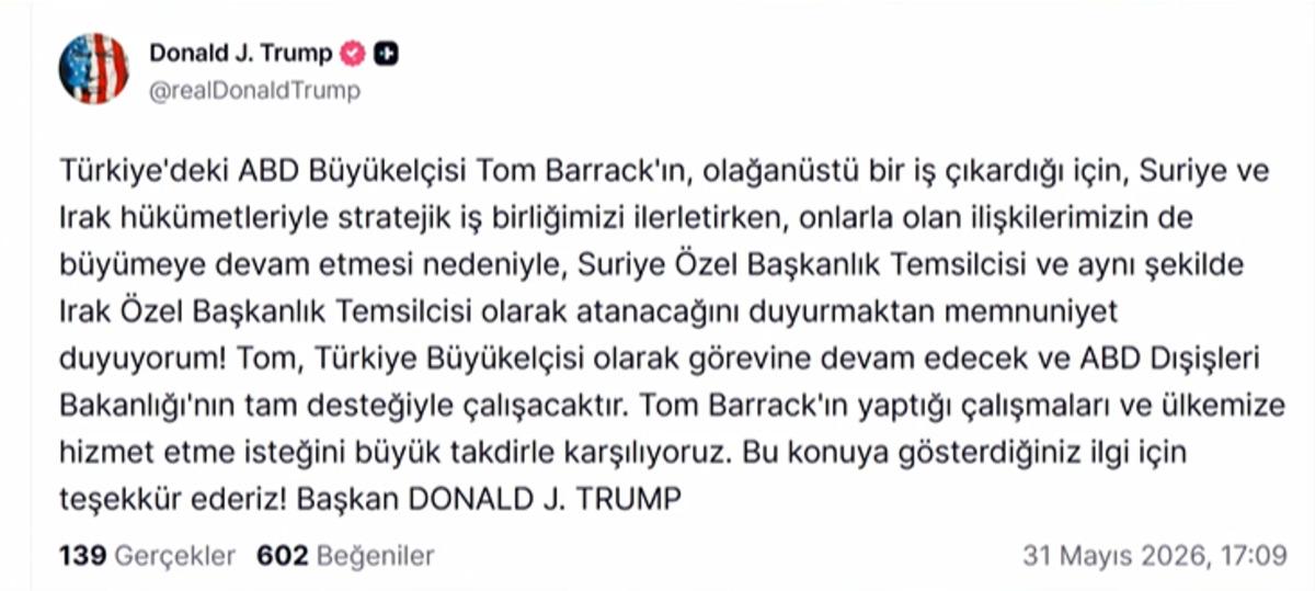 Tom Barrack Türkiye de kalıyor! Trump yeni kararı duyurdu 1
