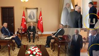 Elindeki dosyalar dikkat &ccedil;ekti! Bakanlar &Ccedil;ift&ccedil;i ve G&uuml;rlek'ten MHP lideri Bah&ccedil;eli'ye ziyaret