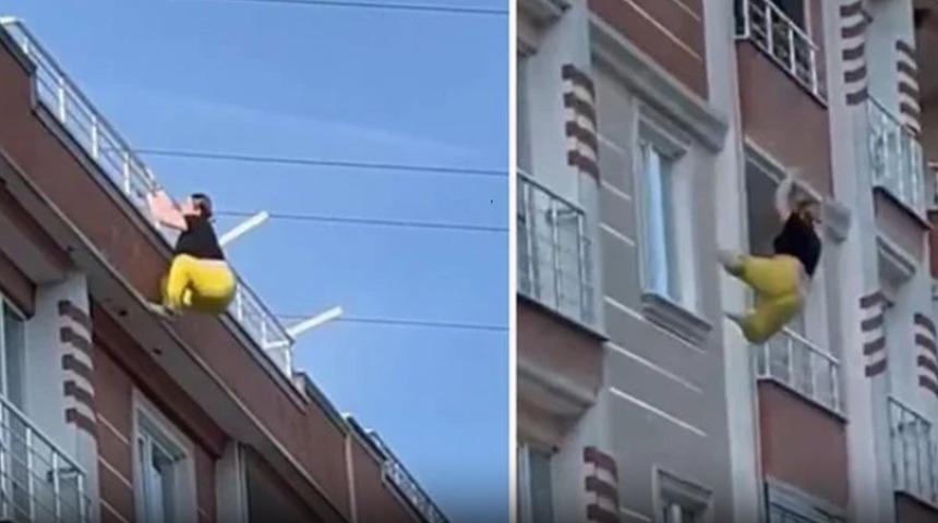 Dehşet anları! Esenyurt&rsquo;ta ailevi sorunlar yaşayan kadın 4. kattan aşağı atladı